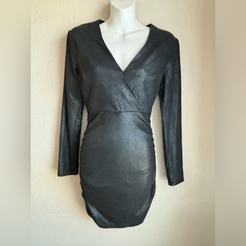 Likely Gwendolyn Ruched Black Metallic Shimmer Mini Dress - Picture 5 of 14